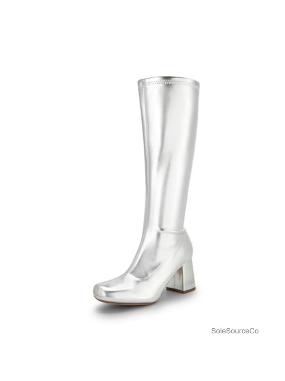 Women's Chunky Knee High Gogo Boots Square Toe Block Heel Snug Fit